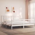 Miniatyrbillede 2 af 11: Sengeramme med sengegavl 200x200 cm massivt træ hvid - Sengeramme - Sengerammer - Home & Living