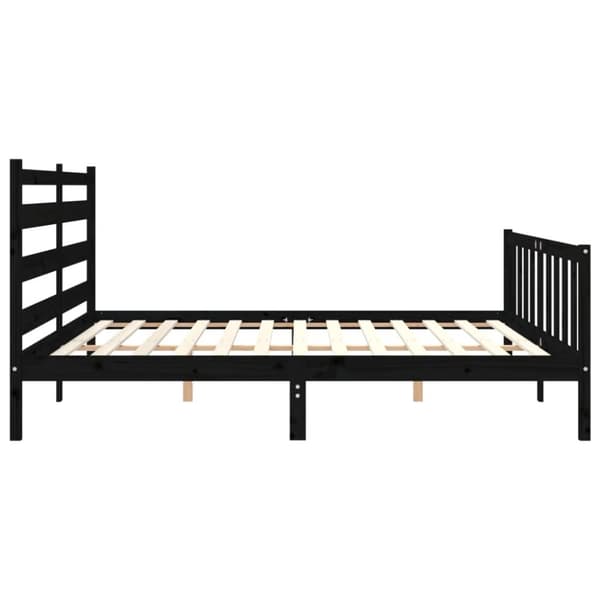 Sängram med huvudgavel svart 200x200 cm massivt trä - Sängram - Sängramar - Home & Living