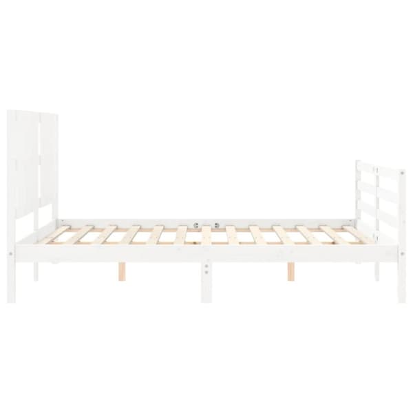 Sengeramme med sengegavl 160x200 cm massivt træ hvid - Sengeramme - Sengerammer - Home & Living