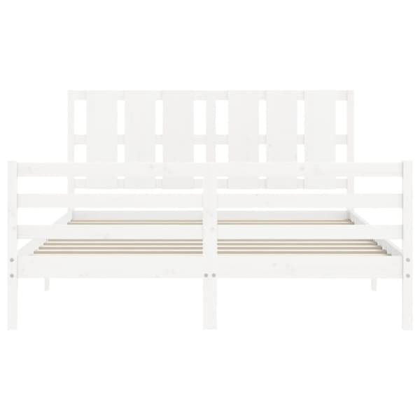 Sengeramme med sengegavl 160x200 cm massivt træ hvid - Sengeramme - Sengerammer - Home & Living
