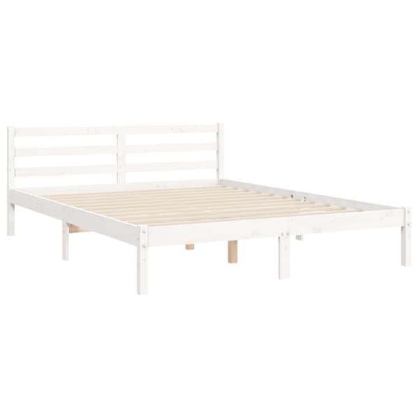 Sengeramme med sengegavl 160x200 cm massivt træ hvid - Sengeramme - Sengerammer - Home & Living