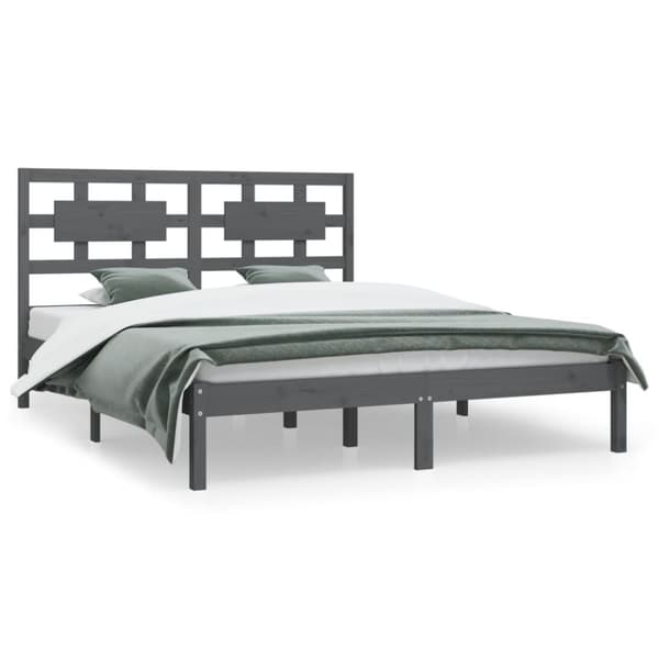 Sengeramme 200x200 cm massivt fyrretræ grå - Sengestel - Sengeramme - Home & Living