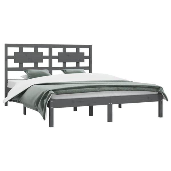 Sengeramme 200x200 cm massivt fyrretræ grå - Sengestel - Sengeramme - Home & Living