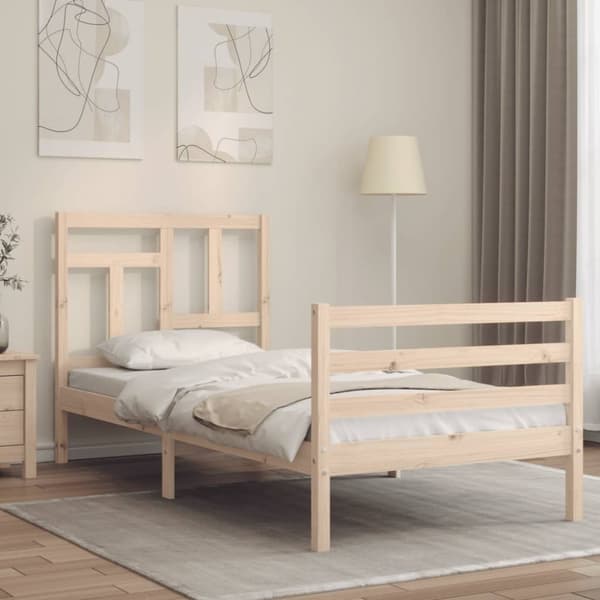 Sengeramme med sengegavl 90x200 cm massivt træ - Sengeramme - Sengerammer - Home & Living
