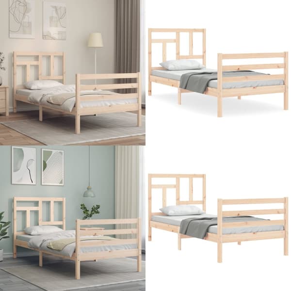 Sengeramme med sengegavl 90x200 cm massivt træ - Sengeramme - Sengerammer - Home & Living