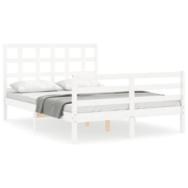 Sengeramme med sengegavl 120x200 cm massivt træ hvid - Sengeramme - Sengerammer - Home & Living