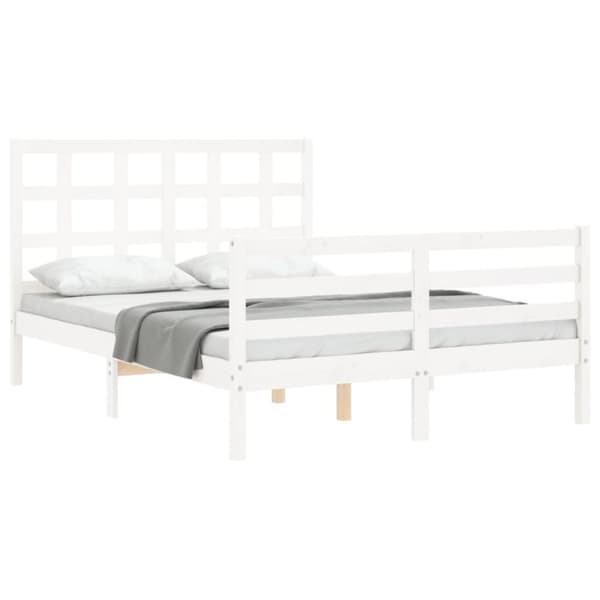 Sengeramme med sengegavl 120x200 cm massivt træ hvid - Sengeramme - Sengerammer - Home & Living