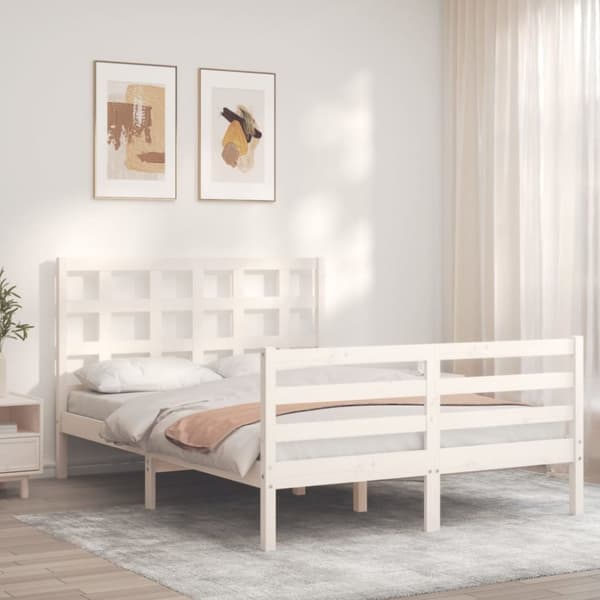 Sengeramme med sengegavl 120x200 cm massivt træ hvid - Sengeramme - Sengerammer - Home & Living