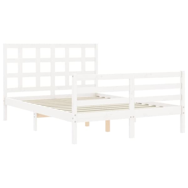 Sengeramme med sengegavl 120x200 cm massivt træ hvid - Sengeramme - Sengerammer - Home & Living