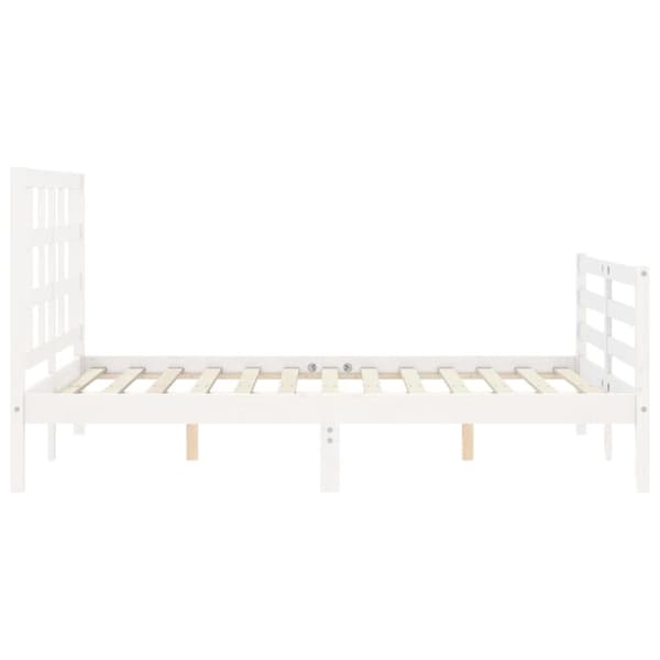 Sengeramme med sengegavl 120x200 cm massivt træ hvid - Sengeramme - Sengerammer - Home & Living