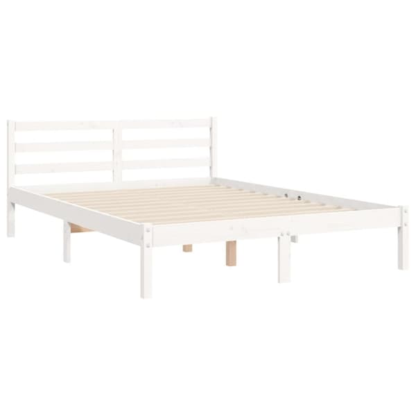Sengeramme med sengegavl 120x200 cm massivt træ hvid - Sengeramme - Sengerammer - Home & Living
