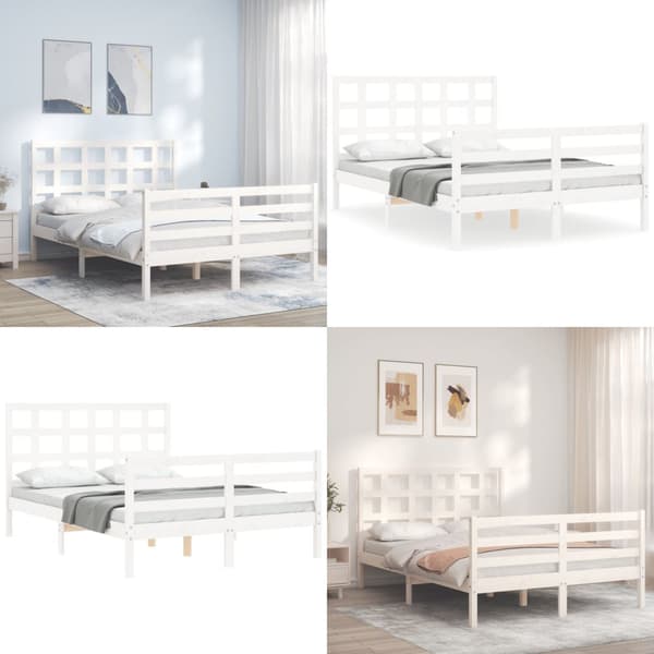 Sengeramme med sengegavl 120x200 cm massivt træ hvid - Sengeramme - Sengerammer - Home & Living