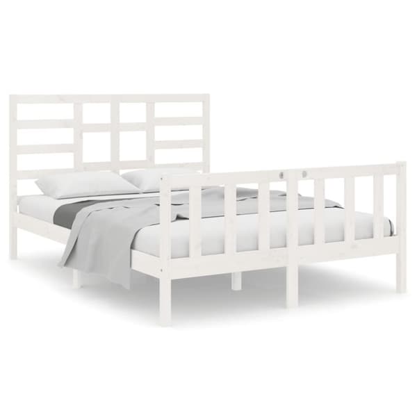 Sengeramme 140x190 cm massivt træ hvid - Sengeramme - Sengerammer - Home & Living