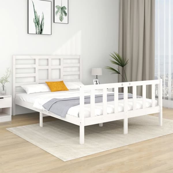 Sengeramme 140x190 cm massivt træ hvid - Sengeramme - Sengerammer - Home & Living