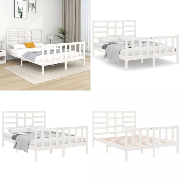 Sengeramme 140x190 cm massivt træ hvid - Sengeramme - Sengerammer - Home & Living