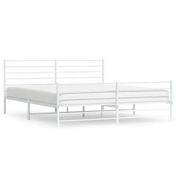 Sengeramme med sengegavl og fodgærde 200x200 cm metal hvid - Sengestel - Sengeramme - Home & Living