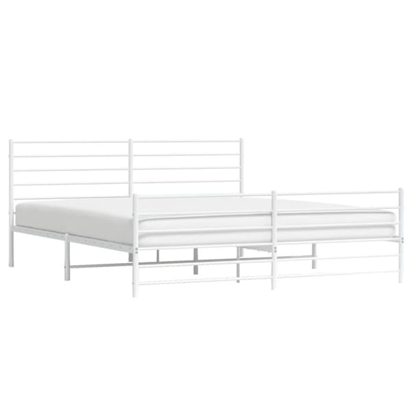 Sengeramme med sengegavl og fodgærde 200x200 cm metal hvid - Sengestel - Sengeramme - Home & Living