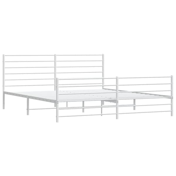 Sengeramme med sengegavl og fodgærde 200x200 cm metal hvid - Sengestel - Sengeramme - Home & Living
