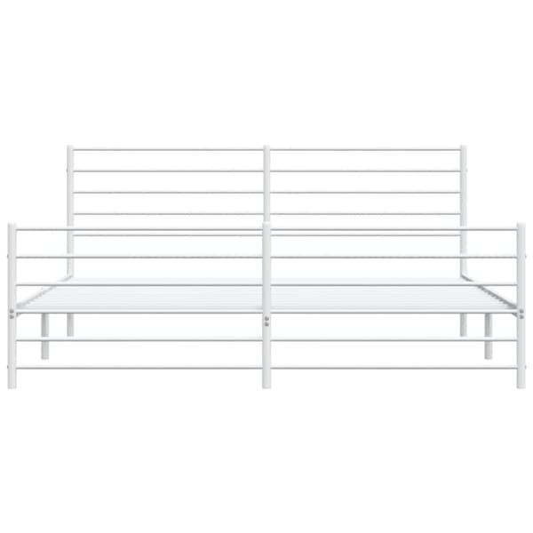 Sengeramme med sengegavl og fodgærde 200x200 cm metal hvid - Sengestel - Sengeramme - Home & Living