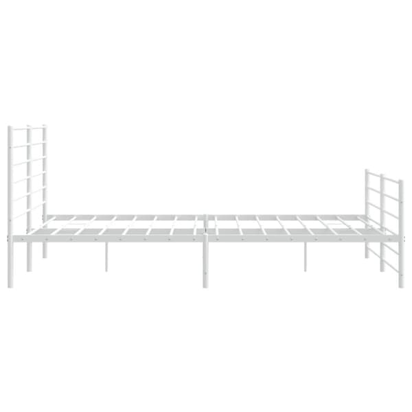 Sengeramme med sengegavl og fodgærde 200x200 cm metal hvid - Sengestel - Sengeramme - Home & Living
