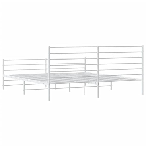 Sengeramme med sengegavl og fodgærde 200x200 cm metal hvid - Sengestel - Sengeramme - Home & Living