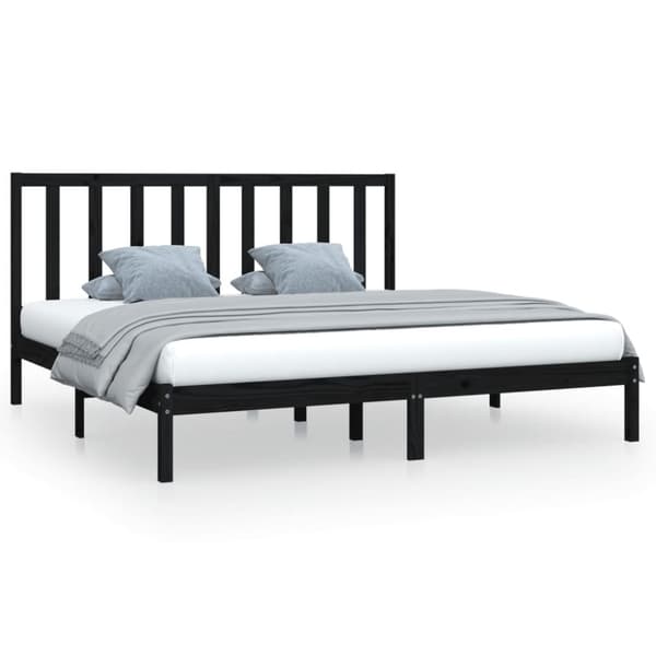 Sengeramme 200x200 cm massivt fyrretræ sort - Sengeramme - Sengerammer - Home & Living