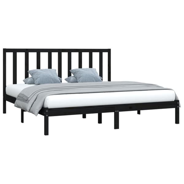 Sengeramme 200x200 cm massivt fyrretræ sort - Sengeramme - Sengerammer - Home & Living