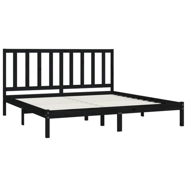 Sengeramme 200x200 cm massivt fyrretræ sort - Sengeramme - Sengerammer - Home & Living
