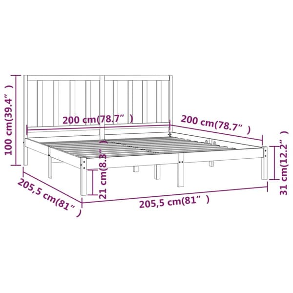 Sengeramme 200x200 cm massivt fyrretræ sort - Sengeramme - Sengerammer - Home & Living