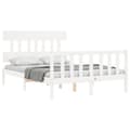 Miniatyrbillede 5 af 11: Sengeramme med sengegavl 140x190 cm massivt træ hvid - Sengeramme - Sengerammer - Home & Living
