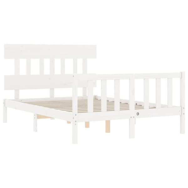Sengeramme med sengegavl 140x190 cm massivt træ hvid - Sengeramme - Sengerammer - Home & Living