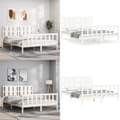 Miniatyrbillede 1 af 11: Sengeramme med sengegavl 160x200 cm massivt træ hvid - Sengeramme - Sengerammer - Home & Living