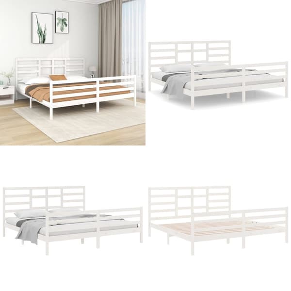 Sengeramme 200x200 cm massivt træ hvid - Sengeramme - Sengerammer - Home & Living