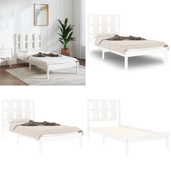 Sengeramme 90x200 cm massivt fyrretræ hvid - Sengeramme - Sengerammer - Home & Living