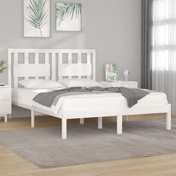 Sängram vit massiv furu 160x200 cm - Sängram - Sängramar - Home & Living
