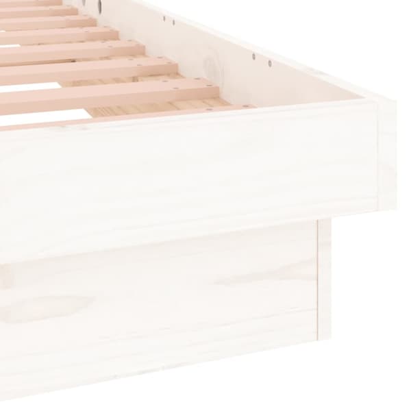 Sängram med LED 90x200 cm massivt trä vit - Sängram - Sängramar - Home & Living