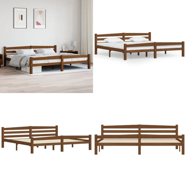 Sengestel 200x200 cm massivt fyrretræ gyldenbrun - Sengestel - Sengeramme - Home & Living