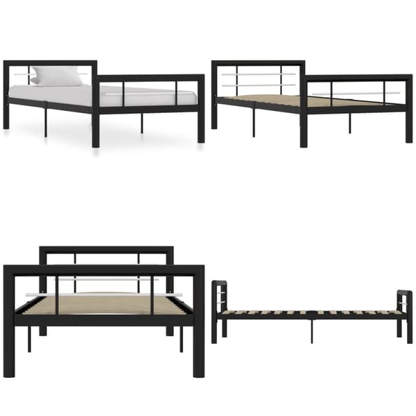 Sengestel 90x200 cm metal sort og hvid - Sengestel - Sengeramme - Home & Living