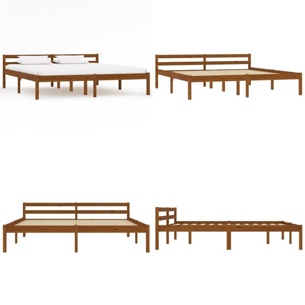 Sengestel massivt fyrretræ 160 x 200 cm gyldenbrun - Sengestel - Sengeramme - Home & Living