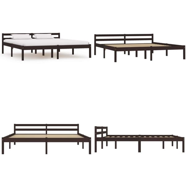 Sengestel massivt fyrretræ 160 x 200 cm mørkebrun - Sengestel - Sengeramme - Home & Living