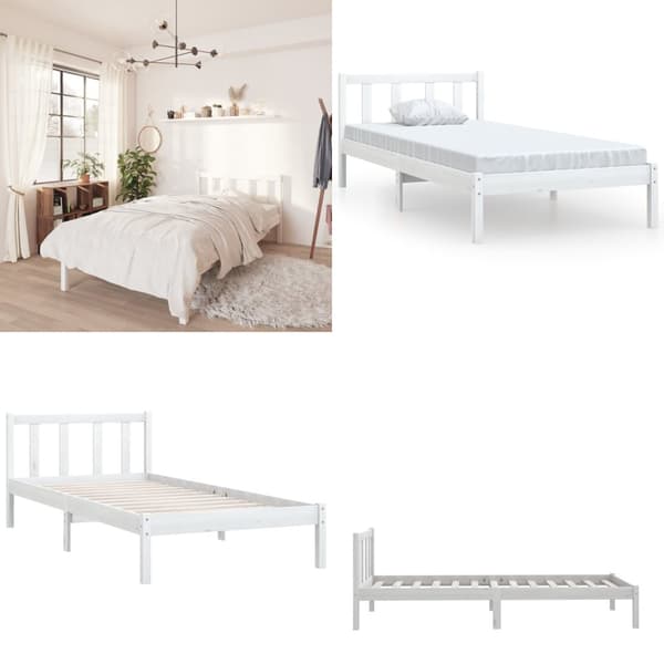 Sengeramme 75x190 cm Small Single massivt fyrretræ hvid - Sengestel - Sengeramme - Home & Living