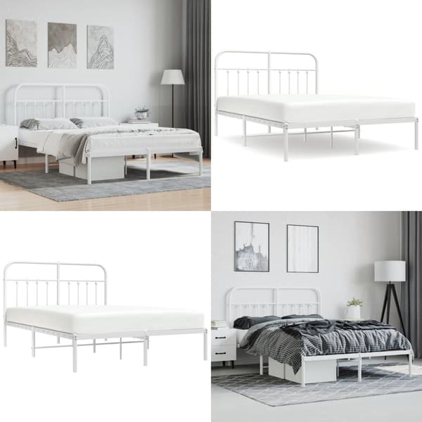 Sengeramme med sengegavl 140x200 cm metal hvid - Sengestel - Sengeramme - Home & Living