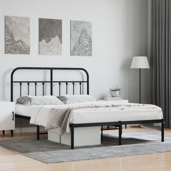 Sengeramme med sengegavl 140x190 cm metal sort - Sengestel - Sengeramme - Home & Living