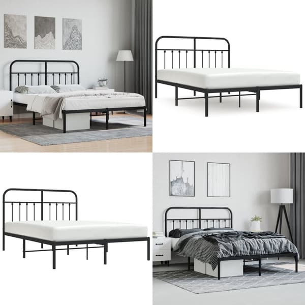 Sengeramme med sengegavl 140x190 cm metal sort - Sengestel - Sengeramme - Home & Living