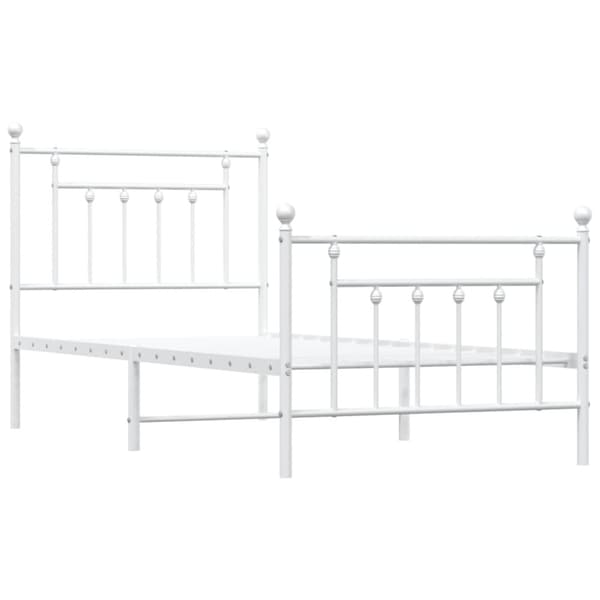 Sengeramme med sengegavl og fodgærde 90x190 cm metal hvid - Sengestel - Sengeramme - Home & Living