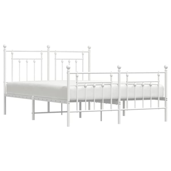 Metallinen sängynrunko päädyillä valkoinen 140x190 cm - Sängynrunko -sängynrungot - Varavuode - Home & Living