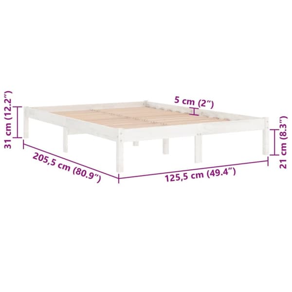 Sengestel 120x200 cm massivt fyrretræ hvid - Sengestel - Sengeramme - Home & Living