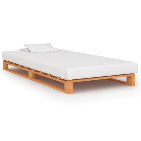 Palleseng massivt fyrretræ 100 x 200 cm brun - Sengeramme - Sengerammer - Home & Living