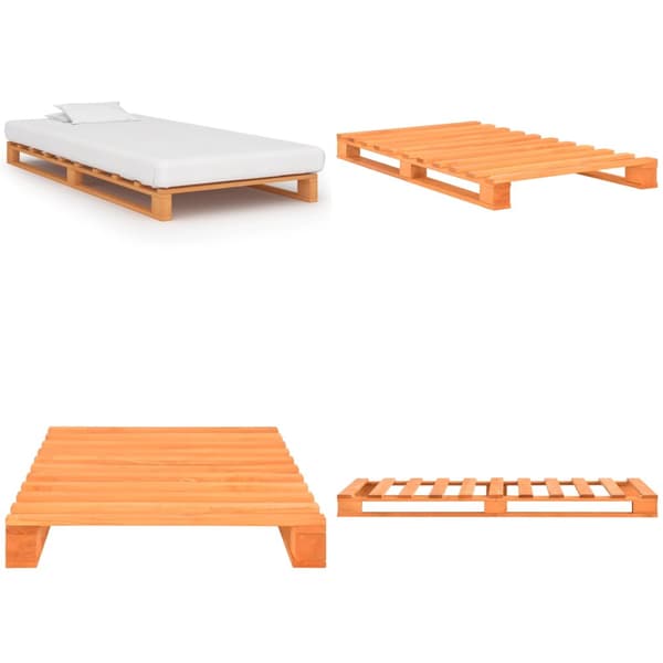 Palleseng massivt fyrretræ 100 x 200 cm brun - Sengeramme - Sengerammer - Home & Living