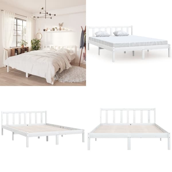 Sängram vit massiv furu 135x190 cm - Sängram - Sängramar - Home & Living